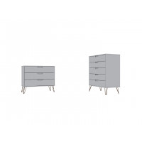 Manhattan Comfort 180GMC1 Rockefeller 5-Drawer and 3-Drawer White Dresser Set